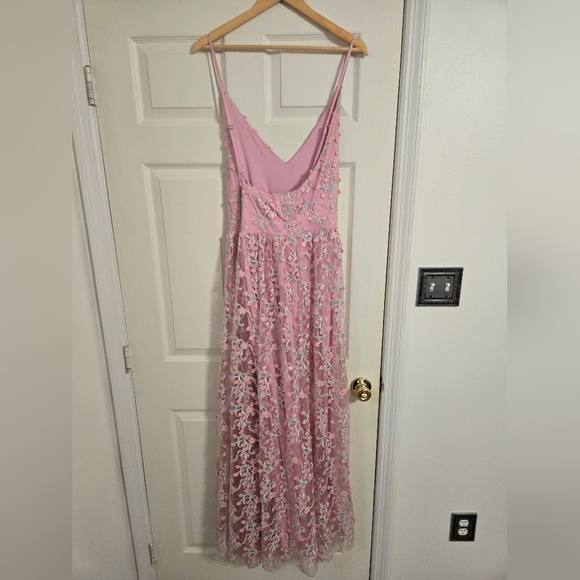 Arula Pink Floral Lace Maxi Dress Size O (SEE Condition) - Picture 6 of 12
